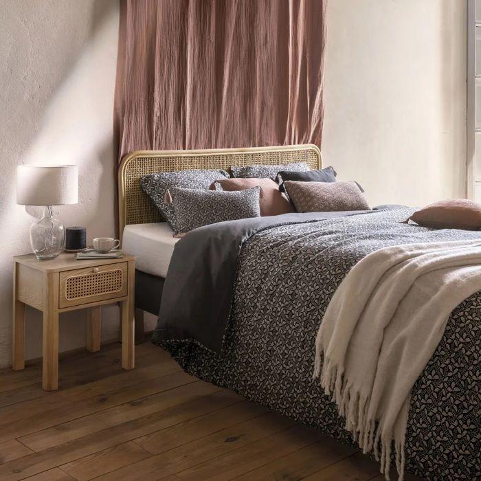 Housse De Couette - Gaze De Coton - Gris - 240x220cm - 2 Taies 63x63cm - Réversible