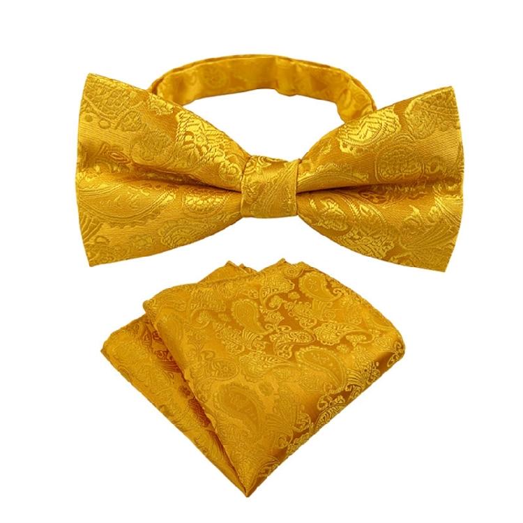 Floral Jacquard Adjustable Pre Tied Bows Tie and Pocket Square Set for Men Formal Wedding Party Prom Necktie Neckwear