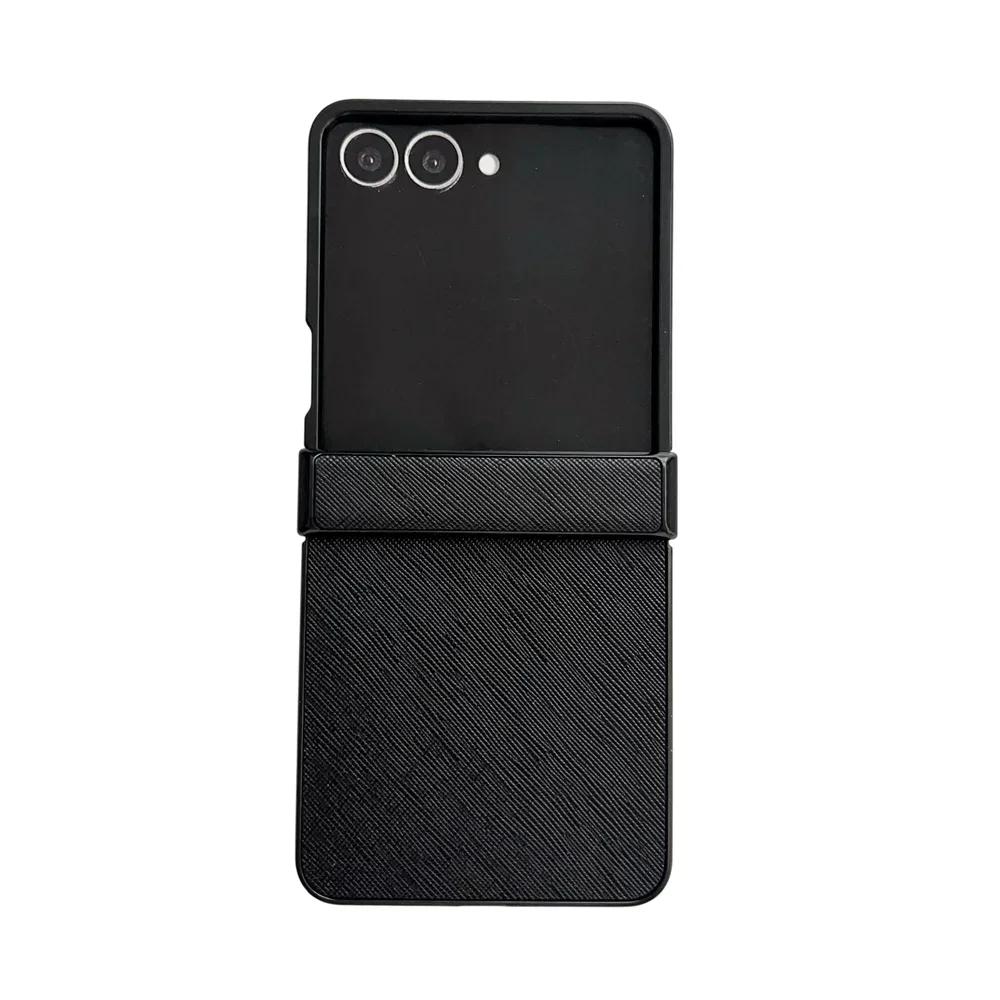 Luxury PU Leather Phone Case for Samsung Galaxy Z Flip 7 Fe 6 5 4 3 5G Hinge Protective Cover Durable Slim Fit