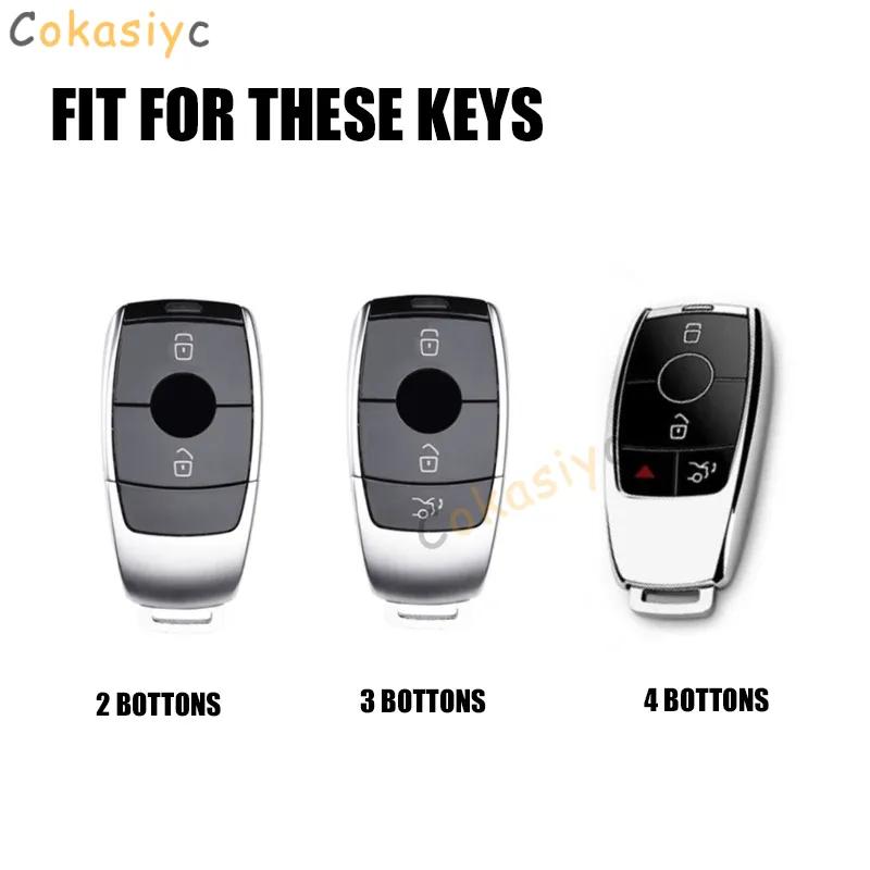 ECGP7 2/3/4 Bottons Silver Tpu Car Key Case Cover for Mercedes Benz A C E S G Class GLC CLE CLA GLB GLS W177 W205 W213 W222 X167 AMG