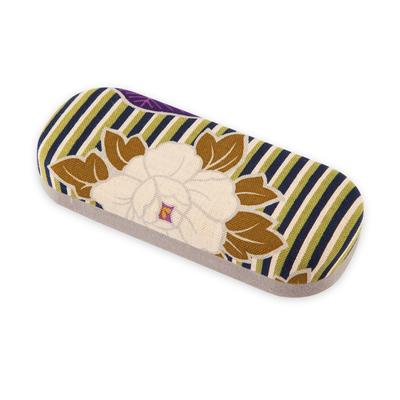 Noren Hard Glasses Case Flower Made In Japanese Japanese Compact (Retro Purple) - Japan, Style, Pattern, Slim, Thin,