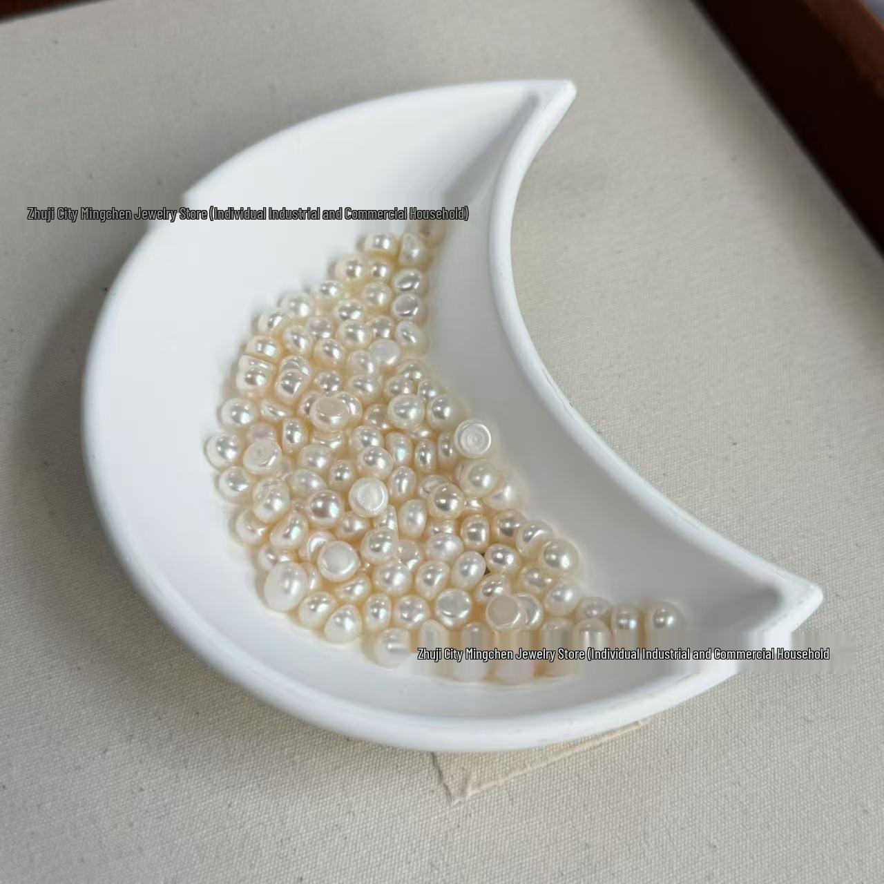 5-6mm High-Luster Natural Freshwater Button Pearls, Flawless, Ideal for DIY Jewelry. 5-6mm Loose Pearls белый