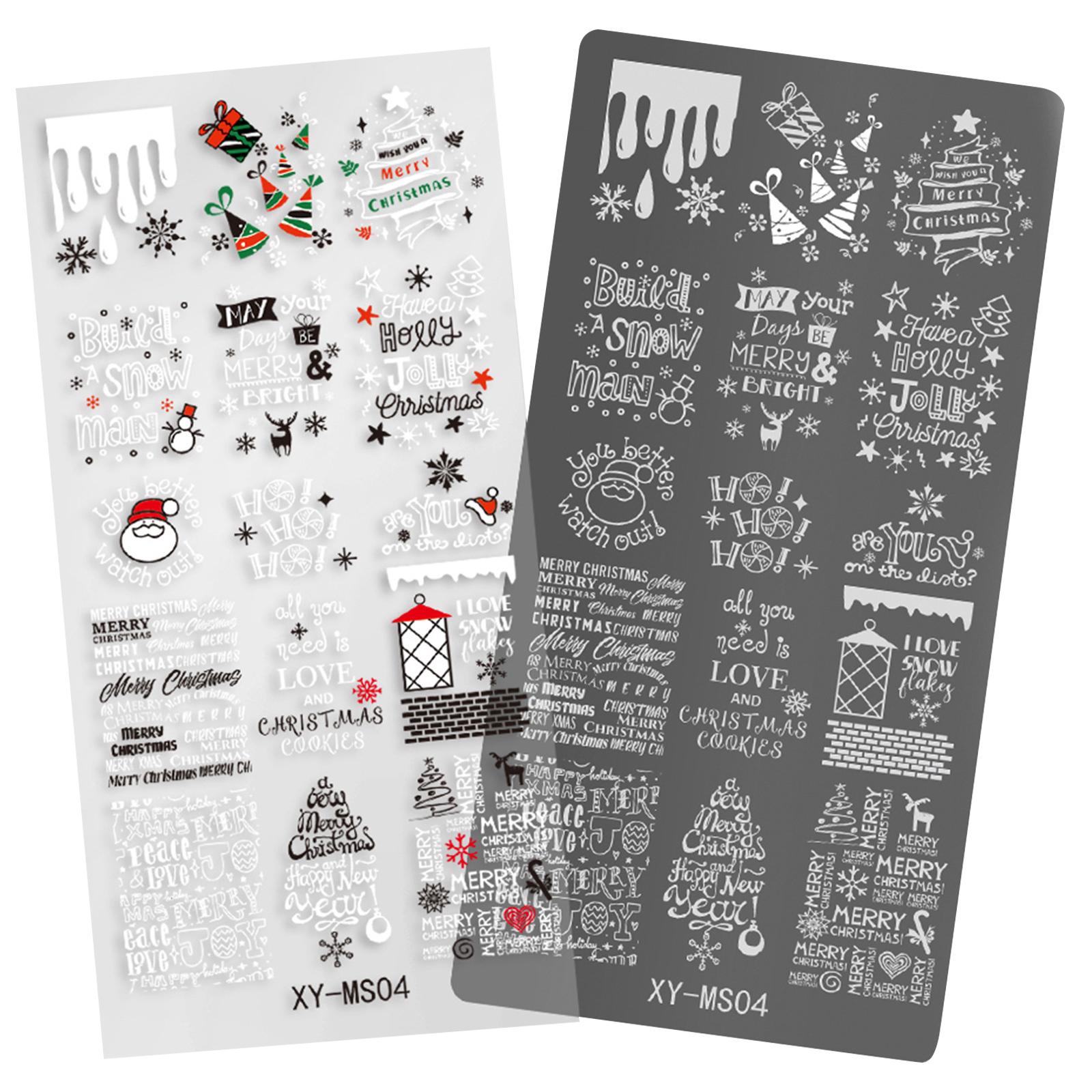 

Рождественский дизайн ногтей штамповочная пластина снежинка трафарет для ногтей штамп прекрасный олень маникюр шаблон набор украшения ногтей