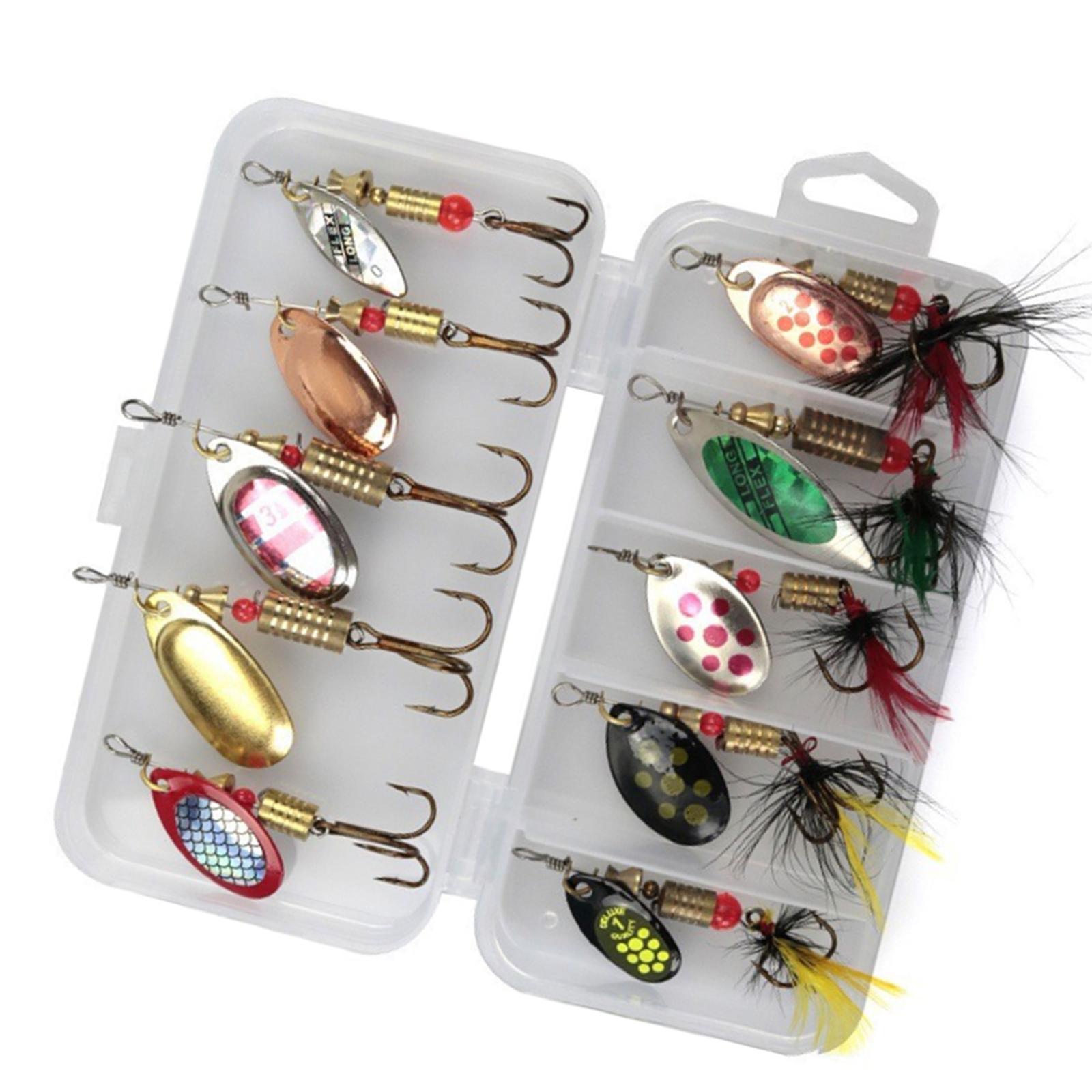 

10Pcs Spoon Metal Hard Spinner Baits Fish Lures Spinner Swimbaits Colorful Sequins Lures Baits Treble Hook Fishhooks Set