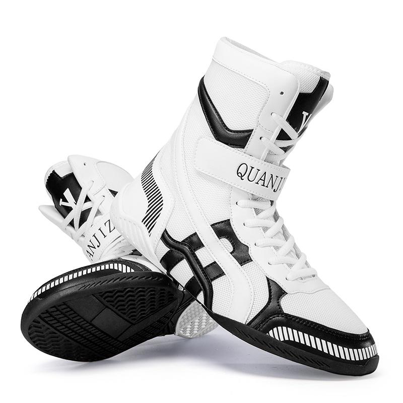 Professional Lightweight Boxing Wrestling Shoes Men's Sports Training Sneakers Large Size Black White Gym Outdoor Male