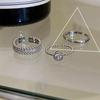 Ins Style Elegant Rhinestone Copper Ring For Women With Unique Geometric Design