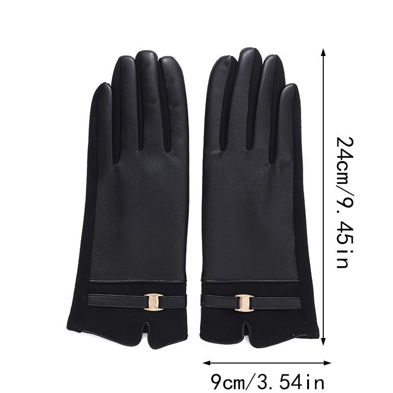 Women's Winter Leather Gloves - Warm Fleece-Lined, Touchscreen, Coldproof, for Riding, Driving, and Outdoor Cycling.