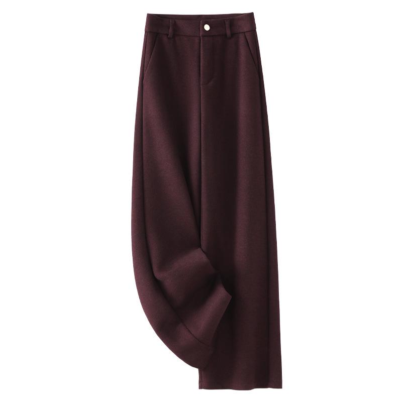 Ankola Women's Red Tweed Wide-Leg Slimming Pants - New Autumn/Winter 2024