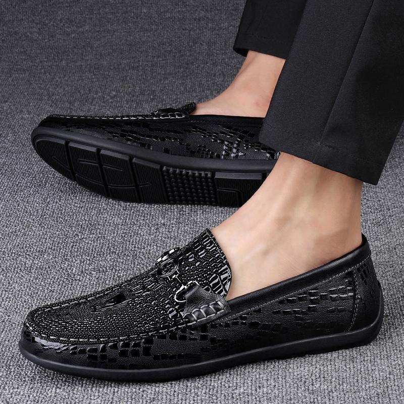 Fashion Men Genuine Leather Shoes High Quality Driving Footwear Casual Flats for Party Wedding Moccasins Leisure Walk Man Business Shoes