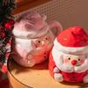360ML Christmas Gift Mug Santa Claus Ceramic Breakfast Drinkware Wide Mouth with Handle and Lid Santa Claus Ceramic Cup