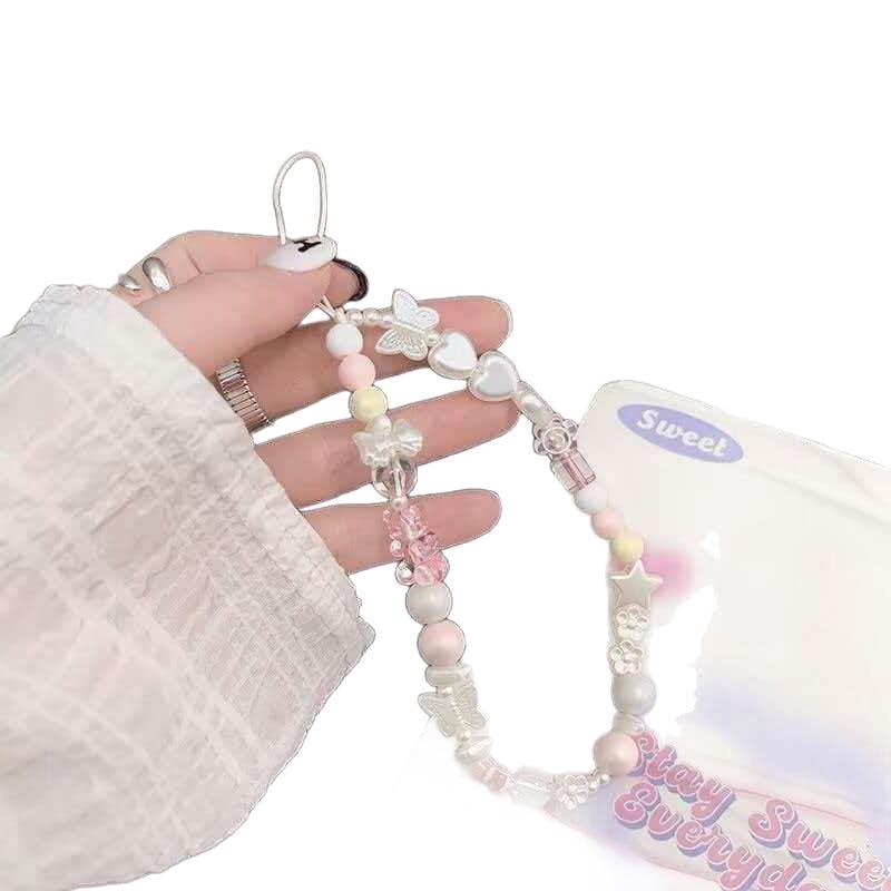 Perlenbesticktes Herzschleifen-Handy-Lanyard