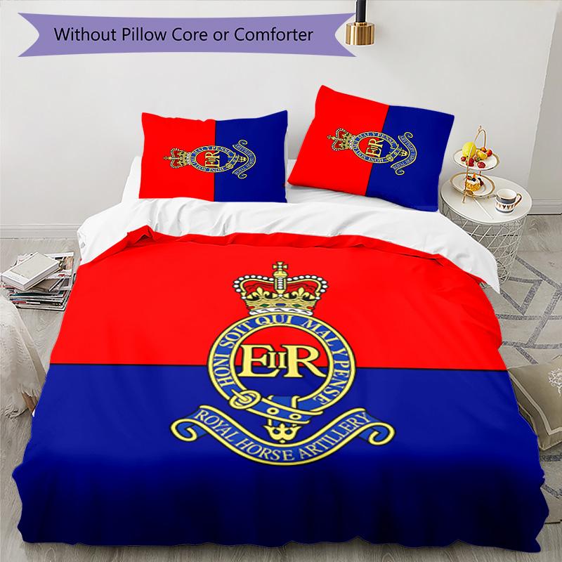 British Royal Artillery 3pcs Bedding Set Duvet Cover Closure Includes 1 Duvet Cover & 2 Pillowcases for All Seasons Bedroom Home Dorm Decor