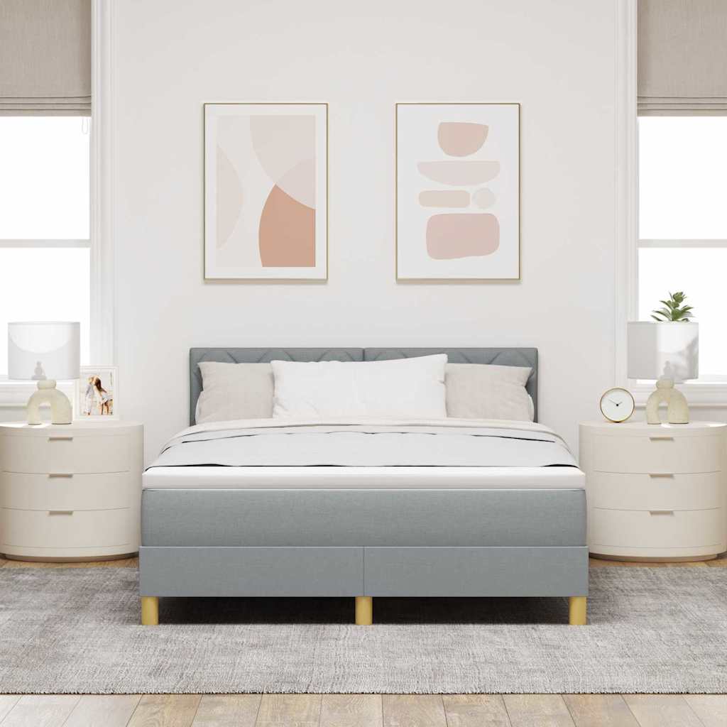 Box Spring Bed with Mattress Light Grey 140 x 190 cm Fabric