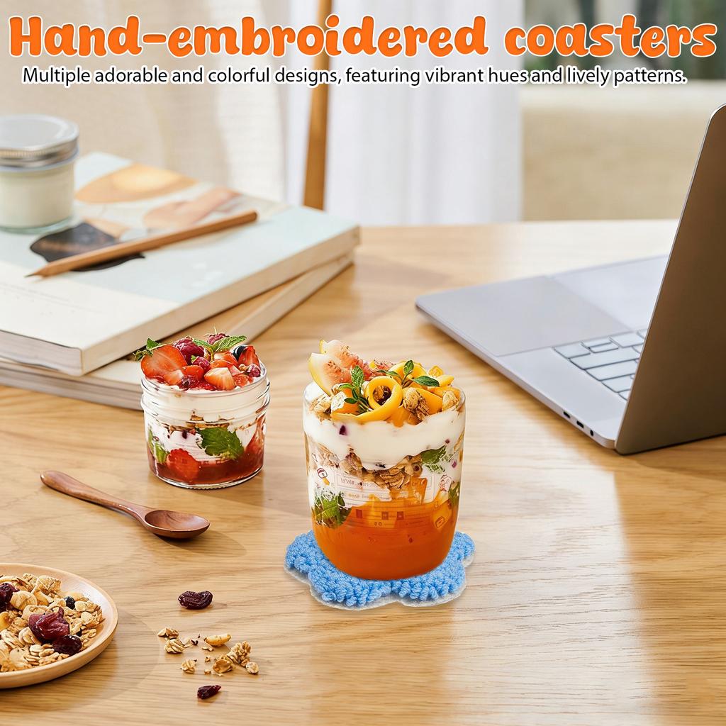 6 Pcs Punch Needle Cup Mat Kit DIY Punch Needle Embroidery Kit Multi-purpose Craft Punches Needles Cups Pad Set for Beginners