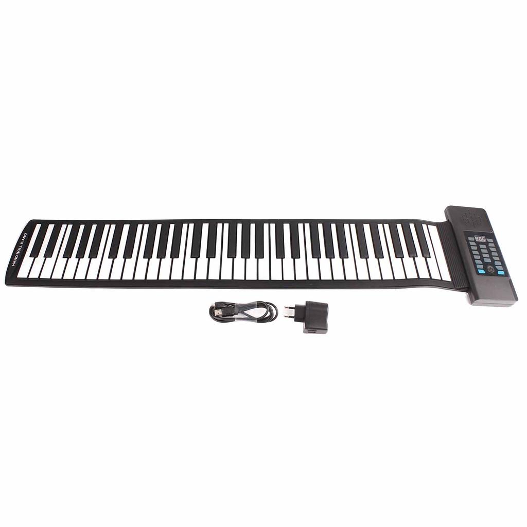 61 Keys Roll Up Keyboard Piano MIDI Function Portable Hand Roll Piano with LED Digital Display 100‑240V EU Plug