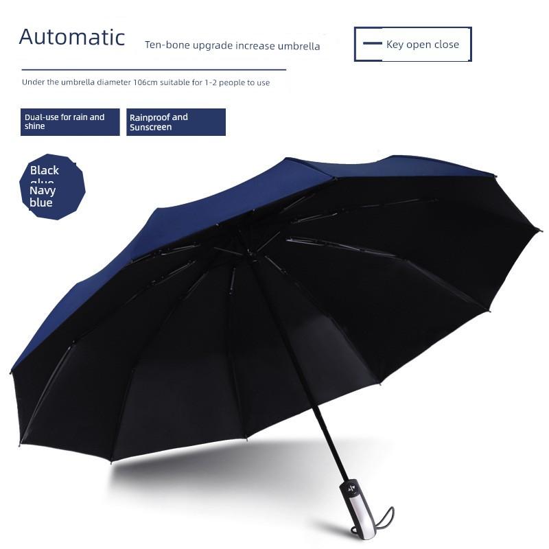Fully Automatic Business Umbrella, 70% off Foldable, Large Double Umbrella with Ten Ribs, Windproof, Dual-Purpose for Sun and Rain, Suitable for