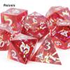 7 Pcs Red Resin White Number Sharp Edge Dice Polyhedral Dice Suitable For Role-Playing Dice PropBoard Game