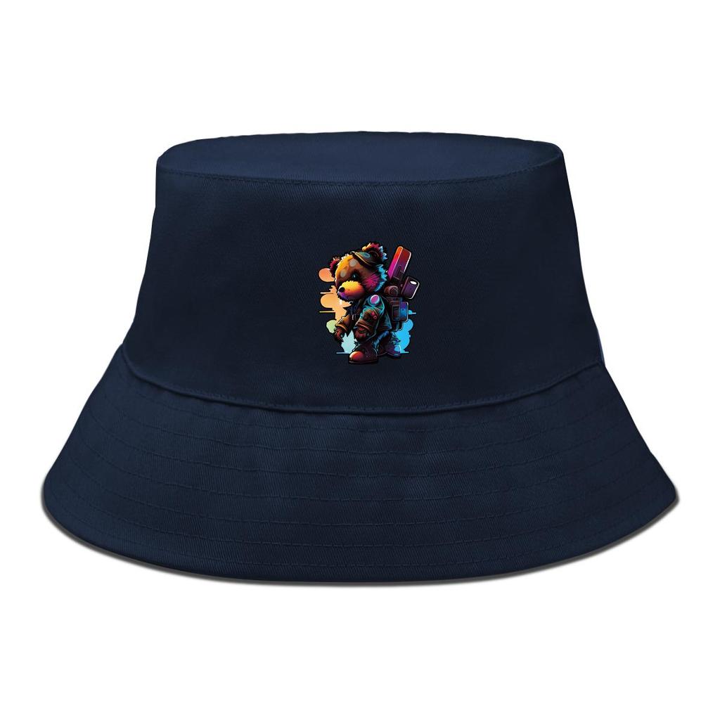 Pălărie Bucket cu Imprimeu Colorat cu Urși, Pălărie Cool Animal Fisherman Culoare Solidă de Vară Unisex pentru Plajă