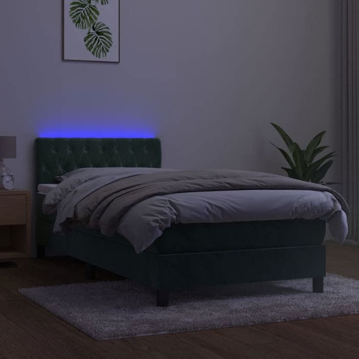 Maison Exclusive - Sommier à lattes de lit avec matelas LED Vert foncé 100x200 cm