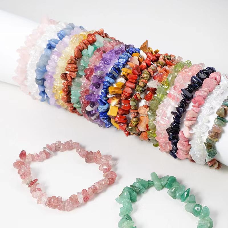 Natural Chakra Crystal Chip Bracelet Genuine Crystal  Healing Energy Jewelry Ideal Gift for Yoga Meditation Lovers