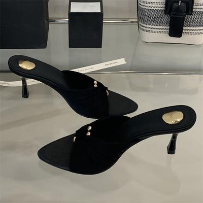 Eilyken Été Street Style Bout Ouvert Talons Fins Femme Pantoufles Stripper Party Slides Chaussures Zapatos De Mujer 6CM 9CM