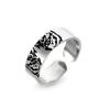 Retro Poseidon Compass Ring Silver-Plated Adjustable Hexagram Opening Jewelry Gift for Men and Women Hip-Hop Trend