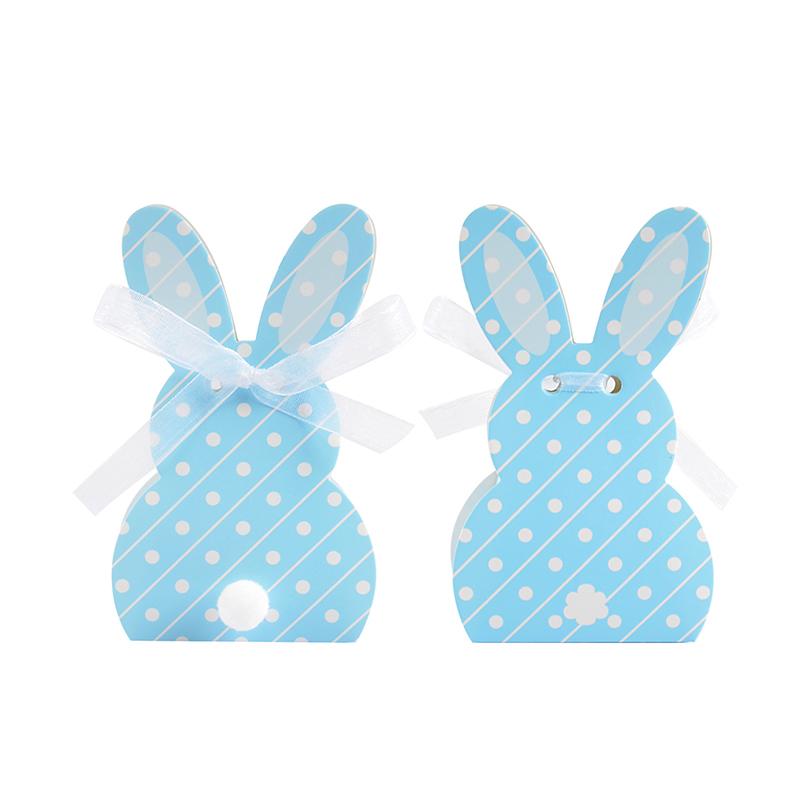 WTEMPO DIY Ribbon Bow Gift Boxes Cute Rabbit Design Easter Foldable Printed Paper Baskets Spring Party Wedding Birthday Festive Decor Treat Boxes