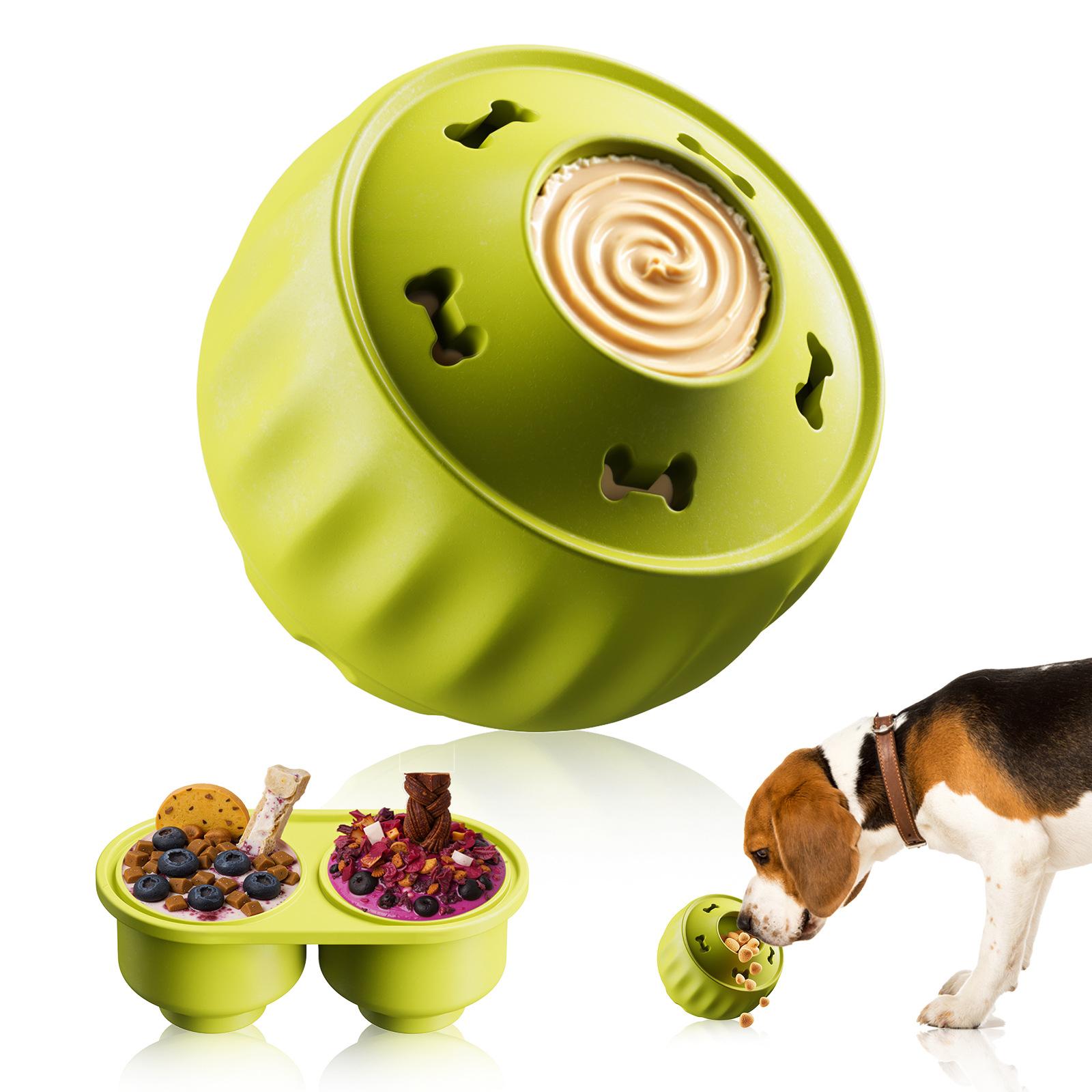 Dog Slow Feeder Toy - Silicone Dispensing Ball, TPR Teething Toy for one size