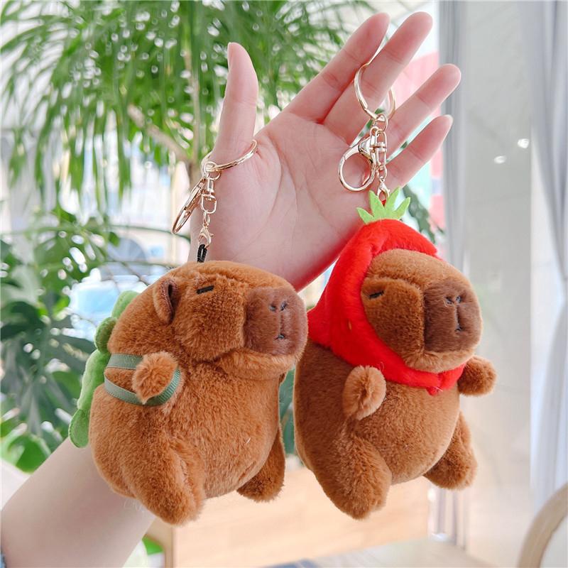 Cute Capybara Plush Keychain Backpack Pendant Toy Car Key Ring Decoration Accessories Kawaii Stuffed Doll Children Birthday Gift