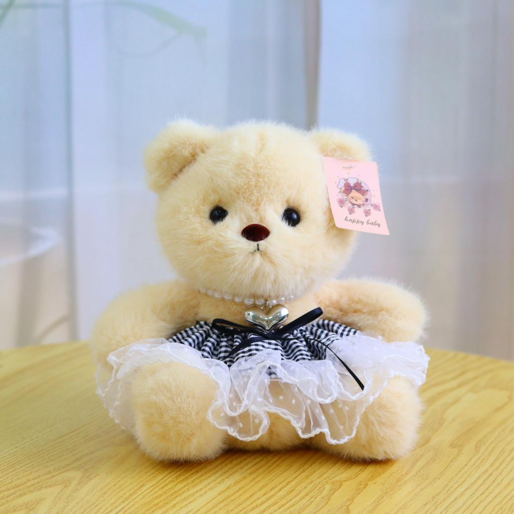 New bear doll eight-inch grab machine doll cute hug bear doll wearing skirt teddy bear plush toy gift