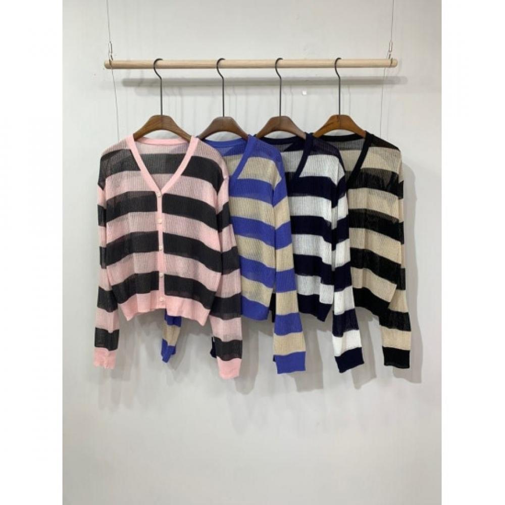 C S In The Room Abbe Stripe Long Sleeve Knit Cardigan 4 ColorS