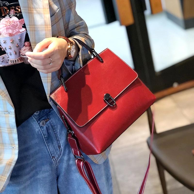 Genuine Leather Wide Strap Shoulder Crossbody Bags For Women  Trend Designer Short Handle Ladies Handbags