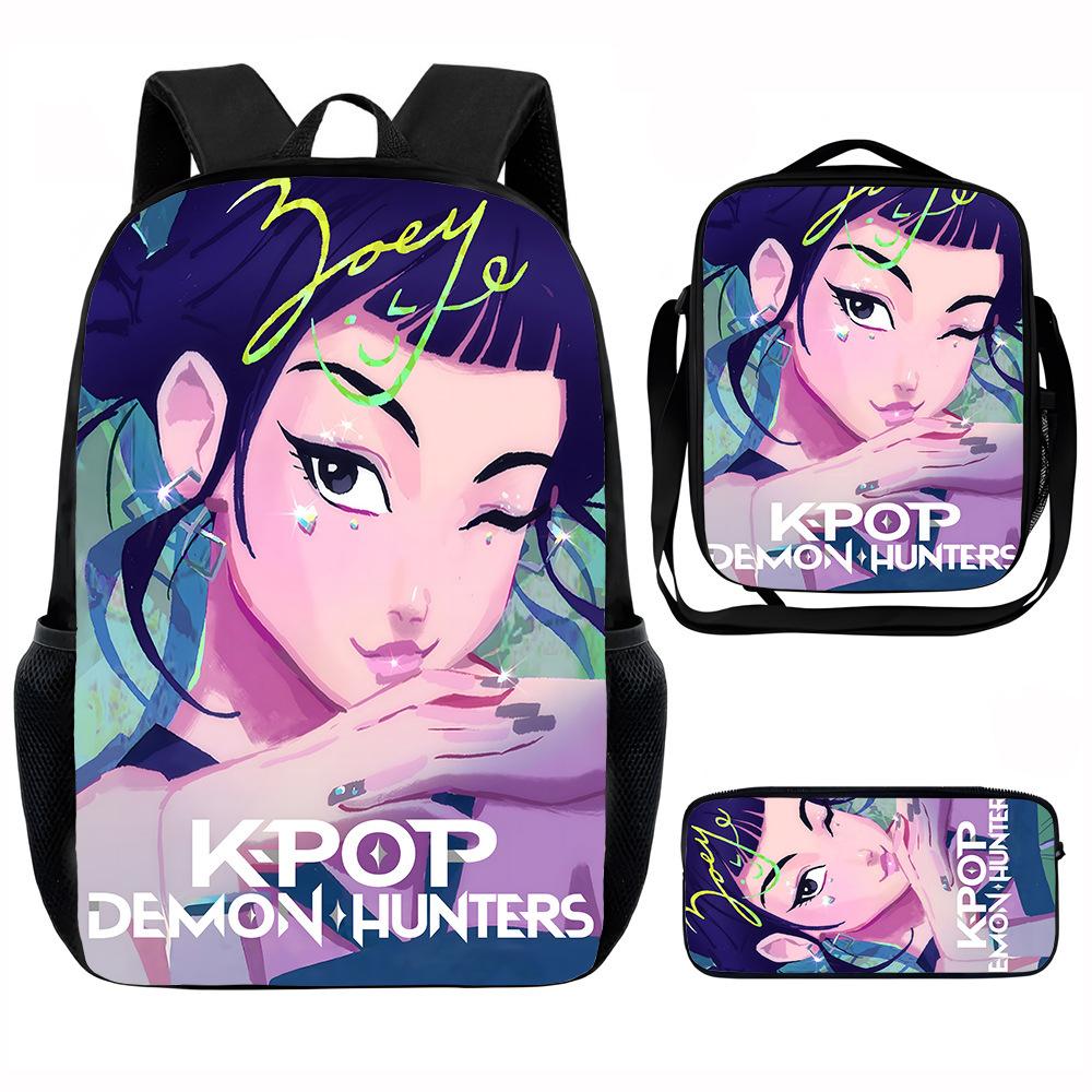 K-Pop Print 3-Piece Set: Instagram-Style Large-Capacity Student Backpack for Girls