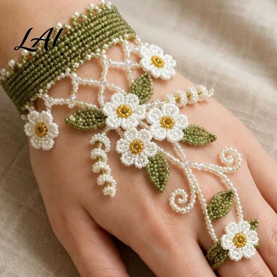 Handmade Beaded Cuff Set DIY Bracelet Kit Bead Weaving Jewelry Kit with Pattern Guide Adjustable Unique Personalized Accessory Hand Chain Craft for