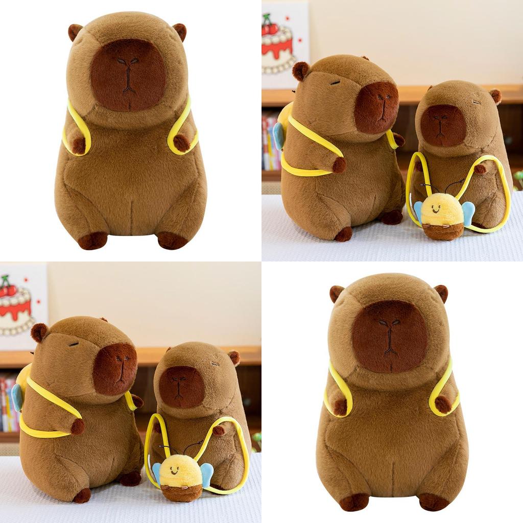 Capybara Animal Plush Toy Cushion With Bee Backpack For Kids Gift