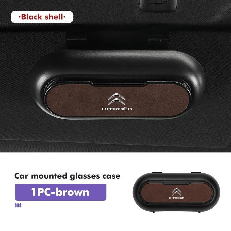 Suede Car Sun Visor Glasses Case Organizer Box Sunshade Holder For Citroen C5 C1 C2 C6 C4L DS3 DS4 DS5 C-Elysee Grand Berlingo