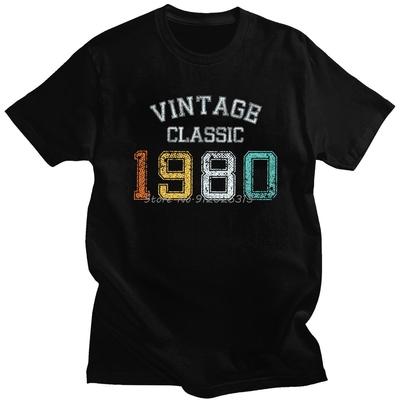 Novelty Unisexs Vintage Classic Born In 1980 Tshirt Short Sleeved Cotton Tshirt Leisure 40th 40 Years Old Birthday Gift Tee Shirt