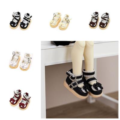 1 Pair Leather Shoes 1/6 Scale PU Leather Shoes Round Toe Mary Jane Shoes 1/6 Bjd Doll Shoes High-top Casual
