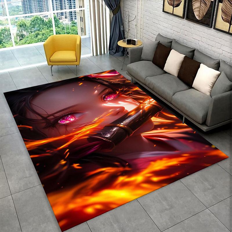 Cartoon Demon Slayer Anime Kamado Nezuko Tanjirou Carpet Rug for Playroom Bedroom Living Room Sofa Home,kid Non-slip Floor Mat