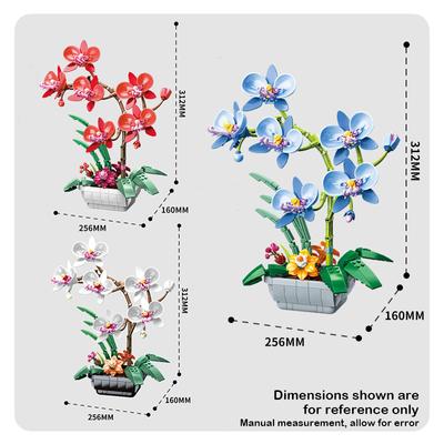 Kreativní kytice květin orchidejí stavební bloky město romantická domácí dekorace diy přátelé cihly hračky pro děti dívky dárky