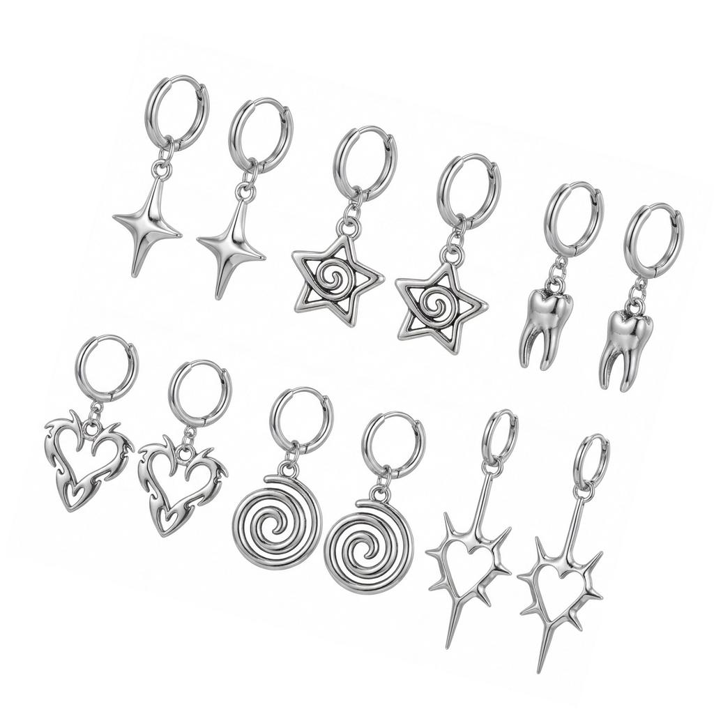 Fashionable Pattern Dangle Earrings Silver Plated Alloy With Spiritual Theme Trendy Wear