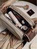 Double Zipper Travel Makeup Bag: Large-Capacity, Portable Cosmetic Organizer