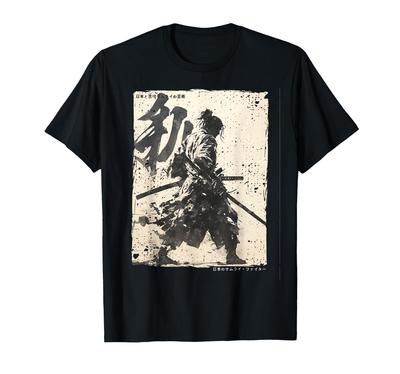 Japonský samurajský bojovník Ukiyo samuraj Sumi-e tričko