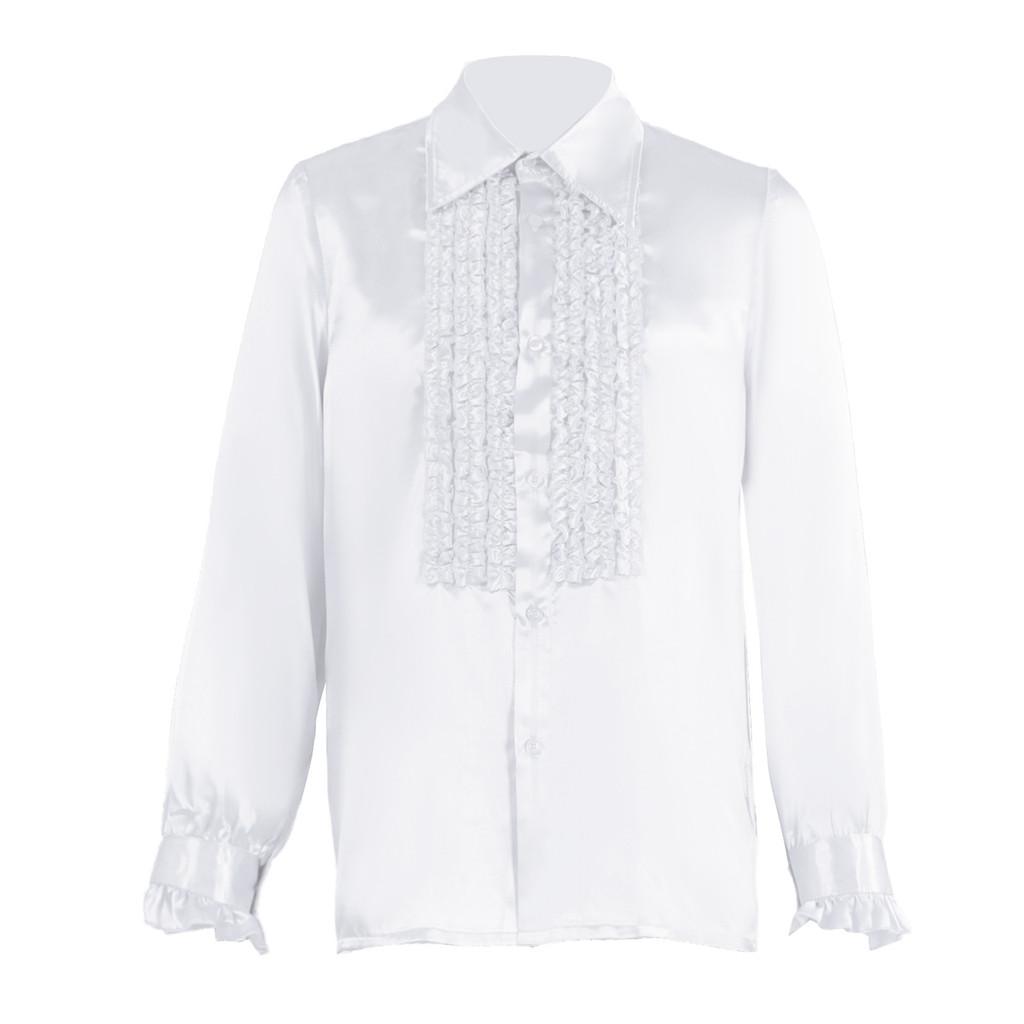 Polyester Satin Ballroom Performance Shirt For Men And Women With Ruffle Details For Halloween Stage Shows