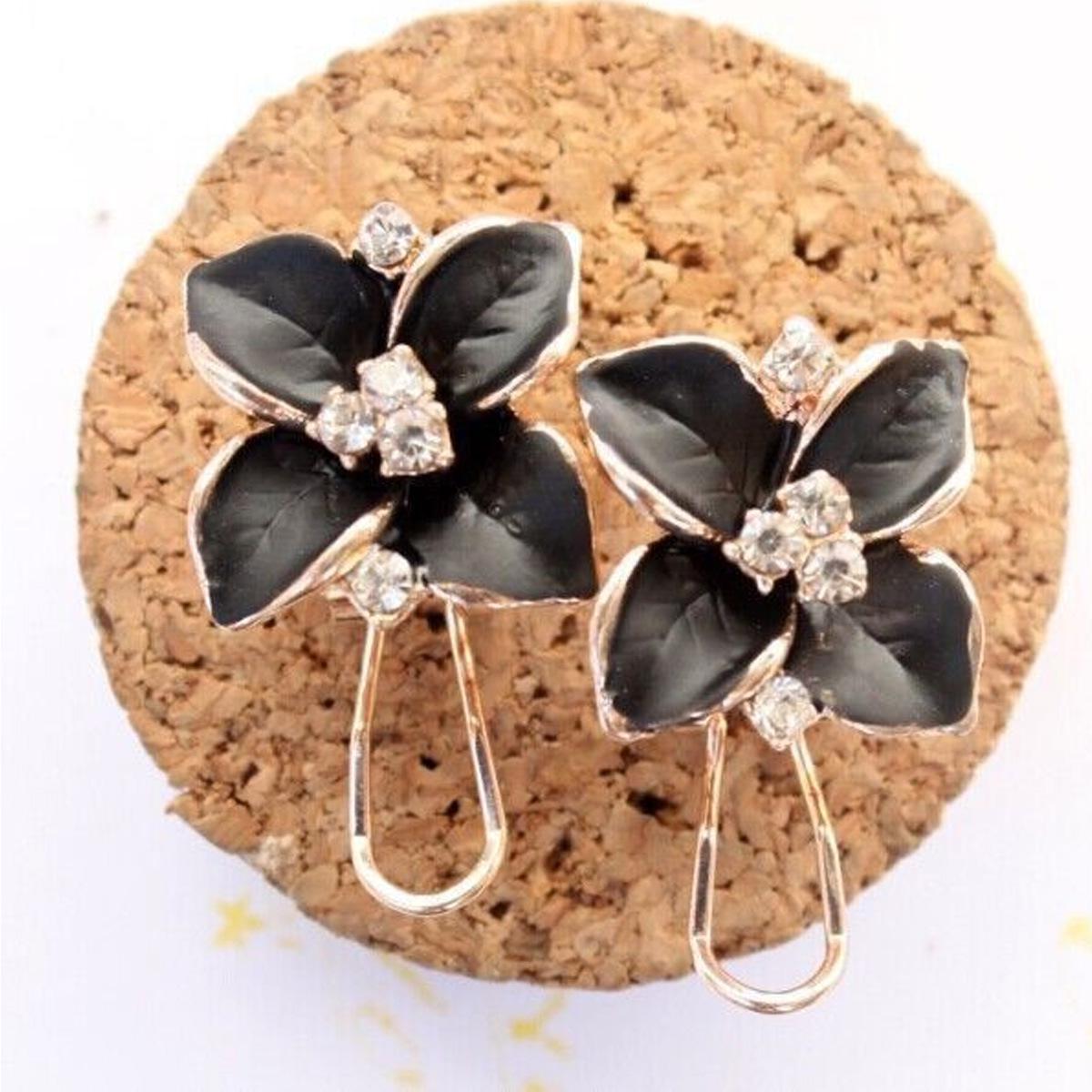 

Серьги Королевский синий камелия : Женские 3D матовые клипсы в корейском стиле чёрный