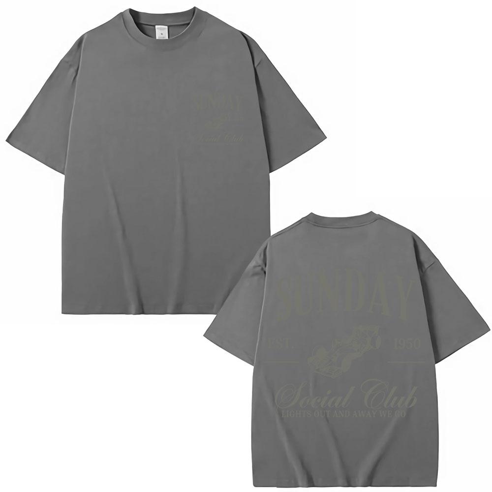 Sunday Social Running Club Graphic T Shirt Men Women Sporty Racing Vintage Fashion Short Sleeve Oversized T Shirts