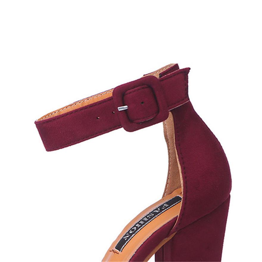 Fibbia Cinturino Caviglia Sandali Sexy da Donna Tacco Spesso Scarpe Estive Rosa Nero Floccato Punta Appuntita Tacchi Alti Donna Scarpe a Tacco Alto da Festa Matrimonio