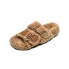 Thick-bottomed leather fluffy slippers for women's winter wear with velvet cotton mops