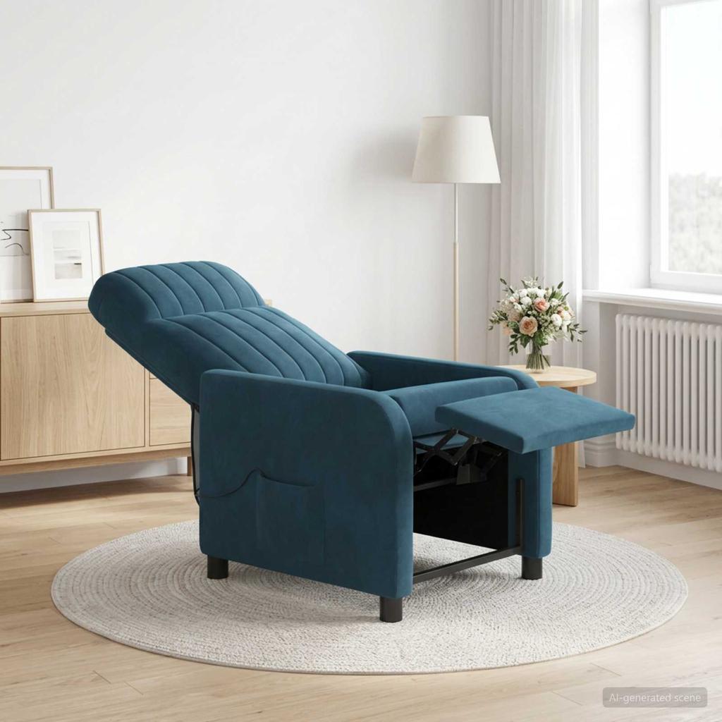 Massage Recliner Blue Velvet (V)
