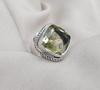Lemon Quartz 925 Sterling Silver Statement Ring: Boho Vintage Style